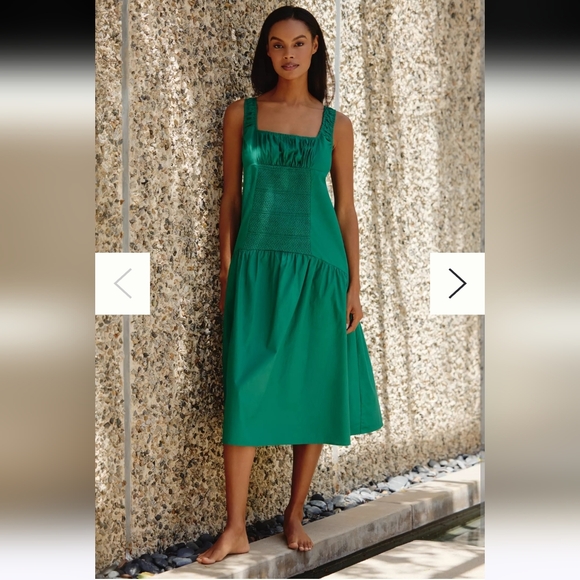 Anthropologie Dresses & Skirts - Anthropologie Celandine Sleeveless Smocked Open-Back Midi Dress Size M